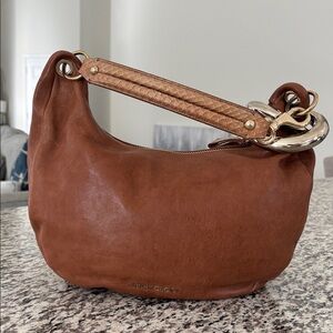Jimmy Choo Brown Leather Solar Bracelet Hobo Shoulder Bag